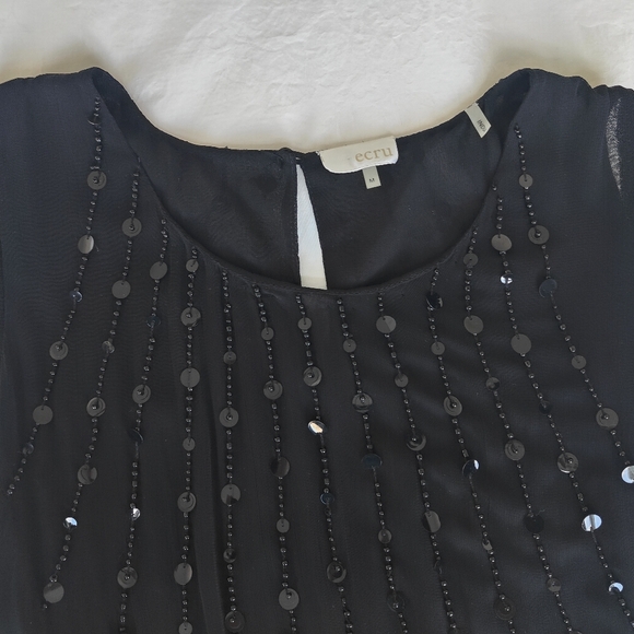 Ecru sequin top in black - Picture 2 of 4